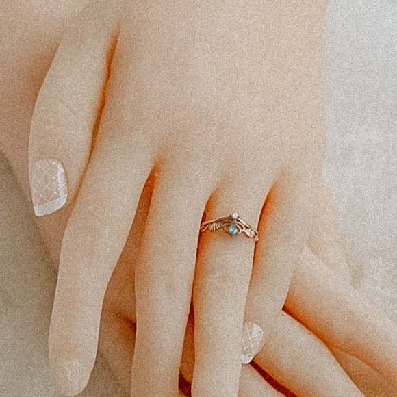 SOLD Rose Gold Vermeil Light Green Tiara Crown Ring - Picture 6 of 6